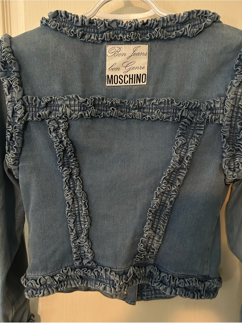 Moschino Blue Denim Ruffle Jacket - Picture 6 of 11